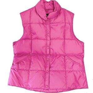 Lands' End Women's Size L 14-16 Pink Front-Snap Quilted Goose-Down Puffer Vest
